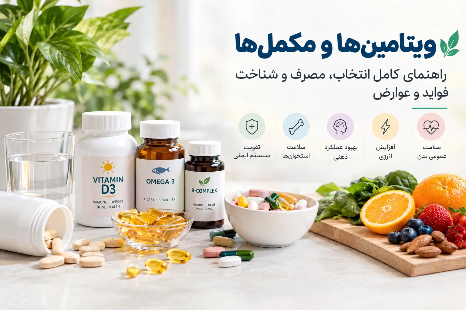 ویتامین‌ها و مکمل‌ها؛ راهنمای کامل انتخاب، مصرف و شناخت فواید و عوارض