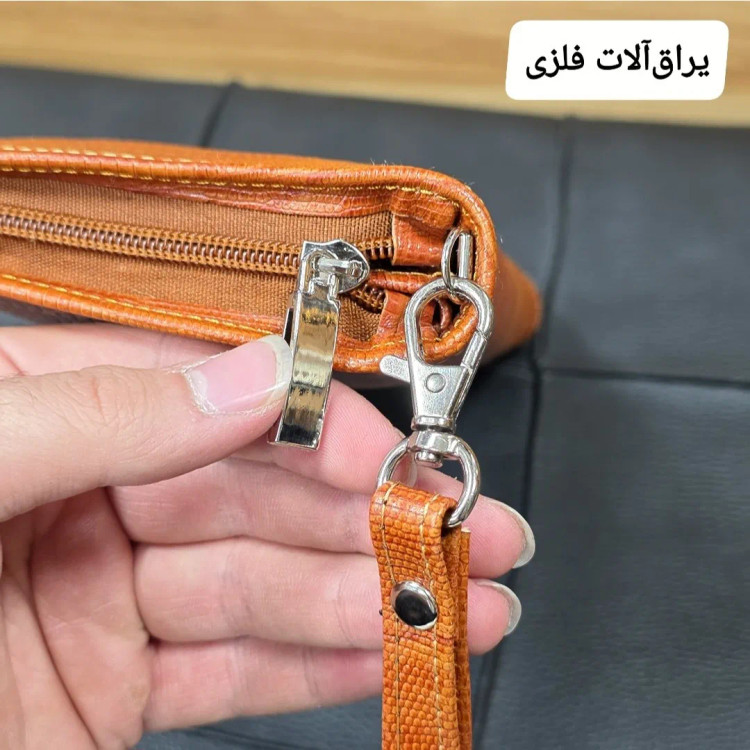 کیف دسته چک چرم طبیعی گاوی مردانه با جای کارت و موبایل