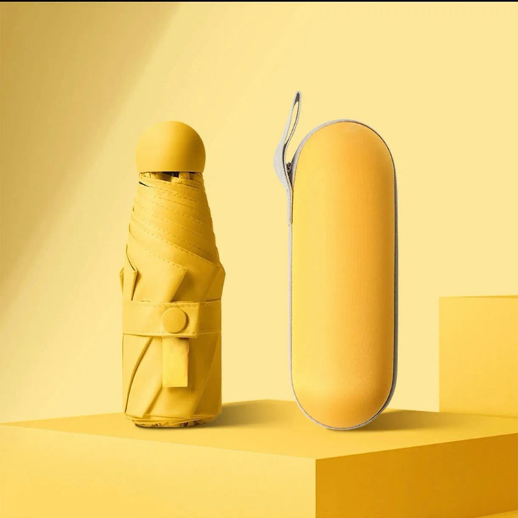 چتر جیبی کپسول دار SPF 50 ضد باد باران و آفتاب کمجا سبک مسافرتی