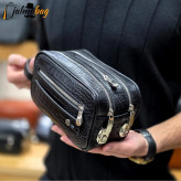 کیف دستی چرم طبیعی چرم ظفر دو خانه با جاکارتی و رمزدار