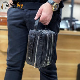 کیف دستی چرم طبیعی چرم ظفر دو خانه با جاکارتی و رمزدار