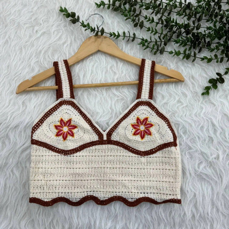 تاپ قلاب بافی فری سایز کد 1080 زنانه دخترانه مناسب تا سایز 42 قد 40 دور سینه 80 بدون آبرفت و رنگ رفت چهارفصل شیک رو