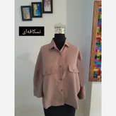 ست مانتو پانچ لینن و شال نخی طرح تیغ ماهی