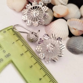گوشواره نقره زنانه طرح گل تراش دار عیار 925 روکش طلا سفید BSJ silver