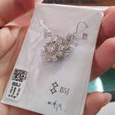 گوشواره نقره زنانه طرح گل تراش دار عیار 925 روکش طلا سفید BSJ silver