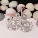 گوشواره نقره زنانه طرح گل تراش دار عیار 925 روکش طلا سفید BSJ silver