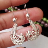 گوشواره نقره آویز زنانه طرح ملیله عیار 925 بزرگ