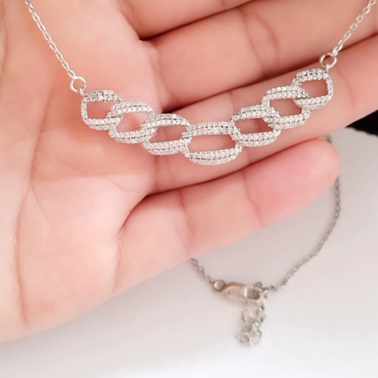گردنبند نقره زنانه عیار 925 طرح کارتیر با روکش طلا سفید