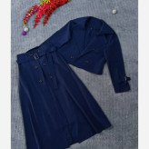 ست سه تیکه کت دامن ترندکتان کجرا همراه باکمربند نیلو