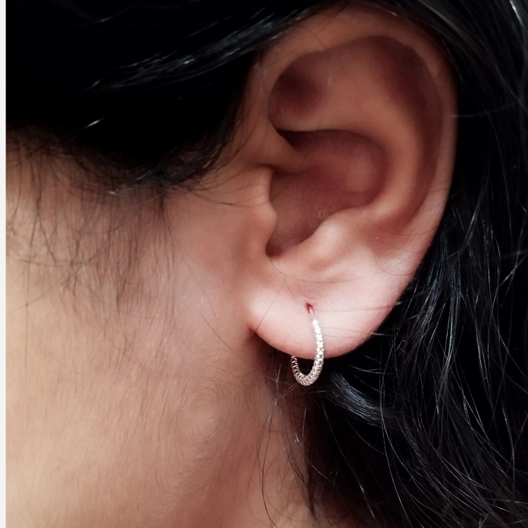 گوشواره نقره حلقه ای طرح عاج سایز مدیوم زنانه نقره ای