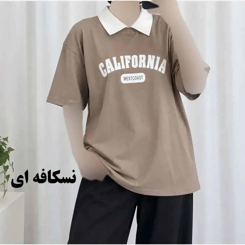 تیشرت باکسی پولوشرت کالیفرنیا نخ پنبه زنانه فری سایز
