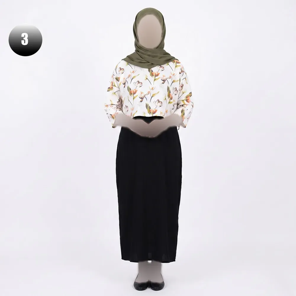 ست کراپ و سارافون زنانه طرح دار شانتون تک سایز فری سایز