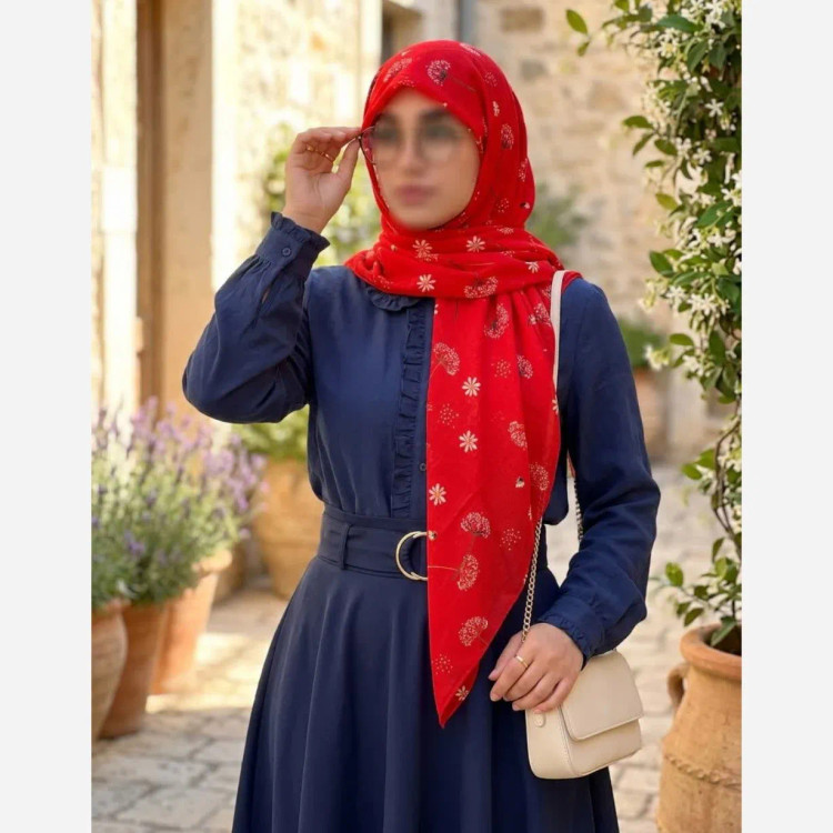 روسری نخی قاصدک طرح سهراب قایق 140 سانتی متر