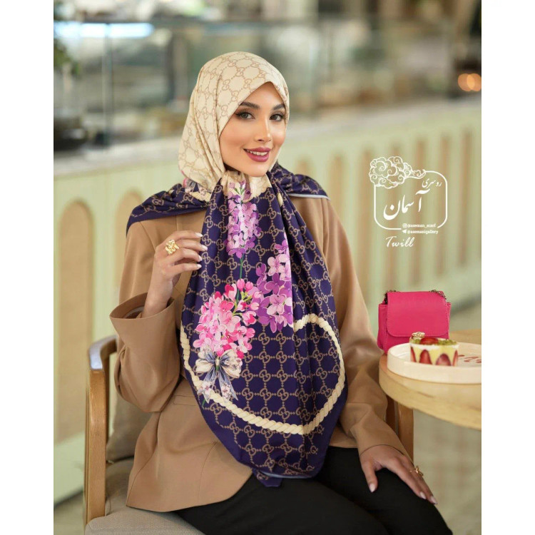 روسری ساتن ابریشم طرح گوچی قواره 140