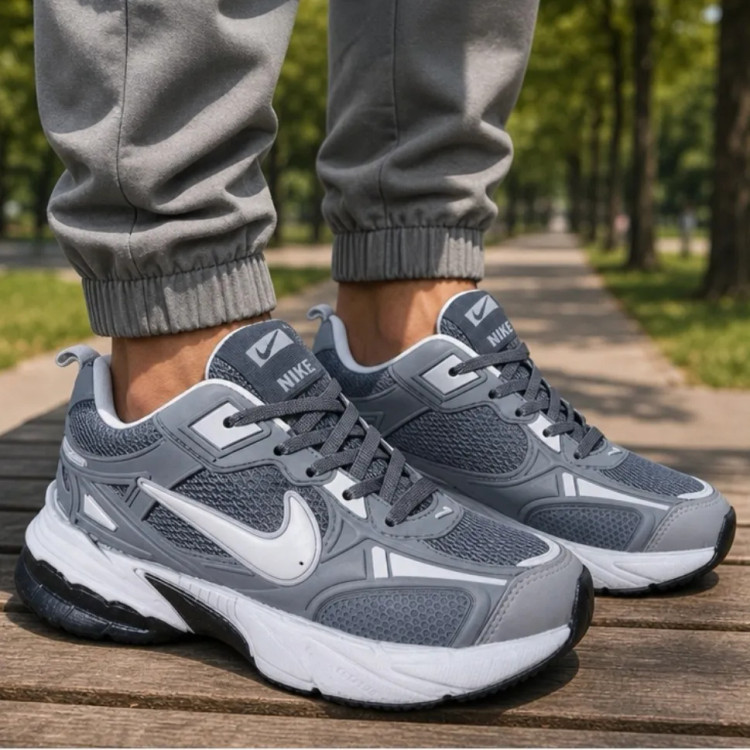 کفش کتانی مردانه نایک V2K طوسی رویه مش و چرم مصنوعی زیره ایربولینگ
