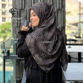 روسری طرح سیمین نخ بامبو قواره بزرگ 140x140 زنانه مشکی ریز نقش اسپرته