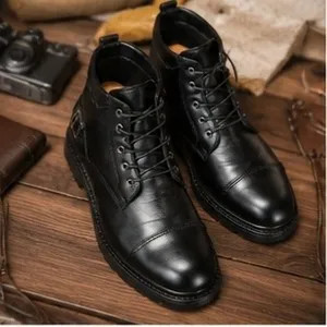 کفش نیم بوت اسپرت مردانه چرم صنعتی رنگ مشکی