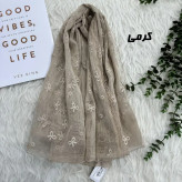 شال توری پاپیونی دور دانتل مناسب استفاده روزمره قواره 185 در 63 سانت