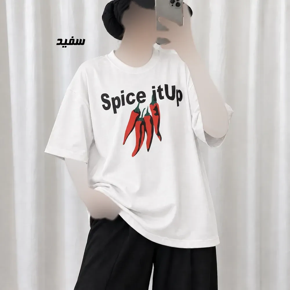 تیشرت باکسی نخ پنبه دکمه دار زنانه و دخترانه فری سایز
