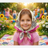 روسری بچگانه نخی طرحدار قواره 70 رنگ طوسی