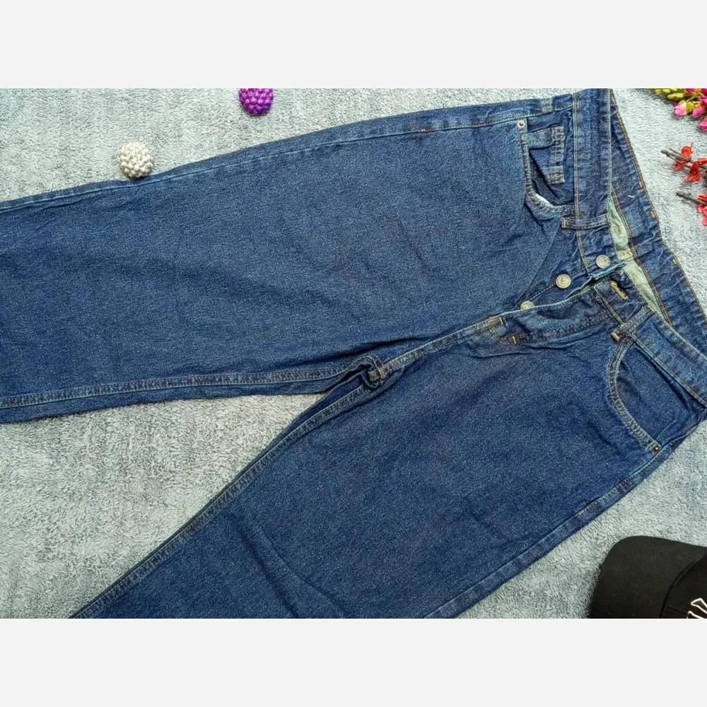 شلوار بگ جین زنانه برند ZARA ضخیم قواره بزرگ مدل یاسین رنگ سرمه ای