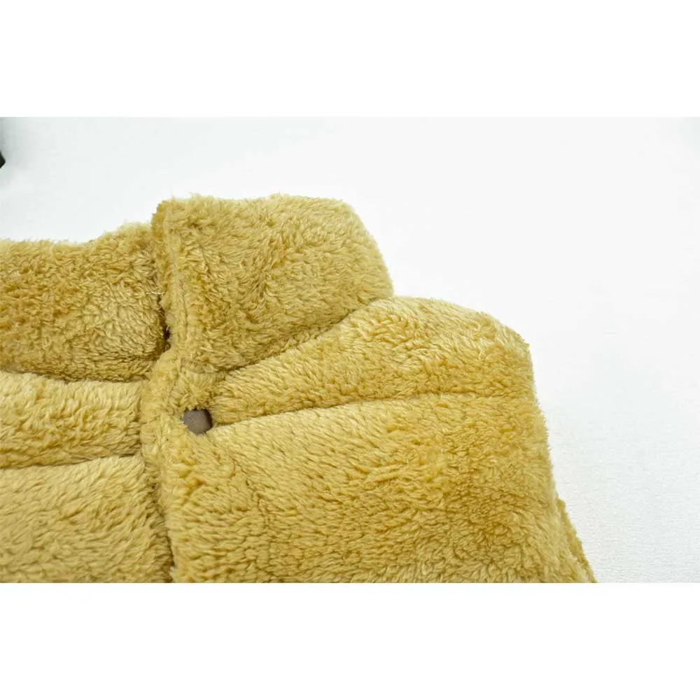 پافر بچه گانه بالا خز قهوه ای باکسی شمعی