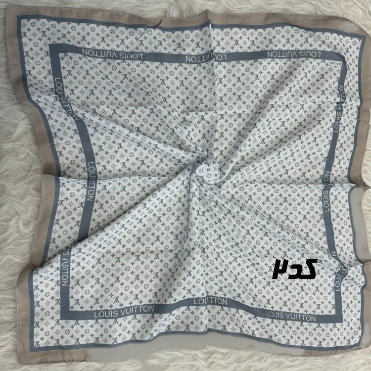 مینی اسکارف آبی نخ طرحبندی قواره 65×65 مناسب استفاده روزمره