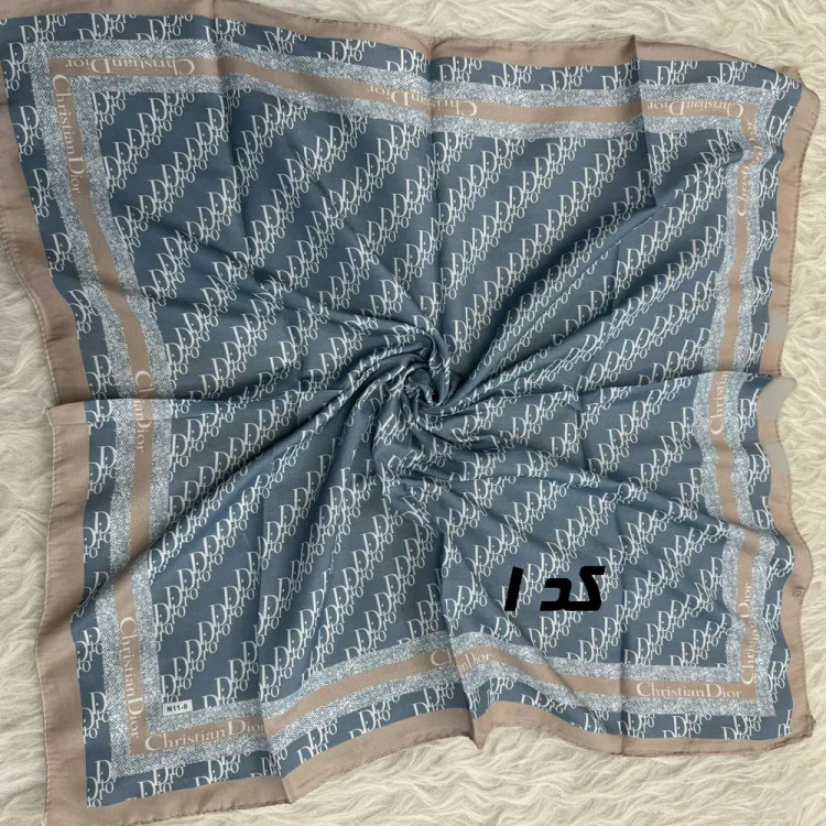 مینی اسکارف آبی نخ طرحبندی قواره 65×65 مناسب استفاده روزمره