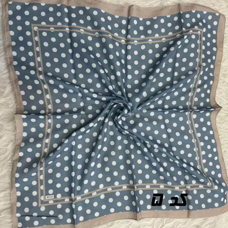 مینی اسکارف آبی نخ طرحبندی قواره 65×65 مناسب استفاده روزمره