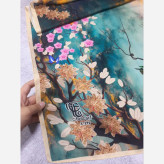 روسری نخ کاستوم سیتو طرح گیتی قواره بزرگ 140x140
