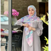 روسری نخی قواره 140 دور دوخت طرح بهار