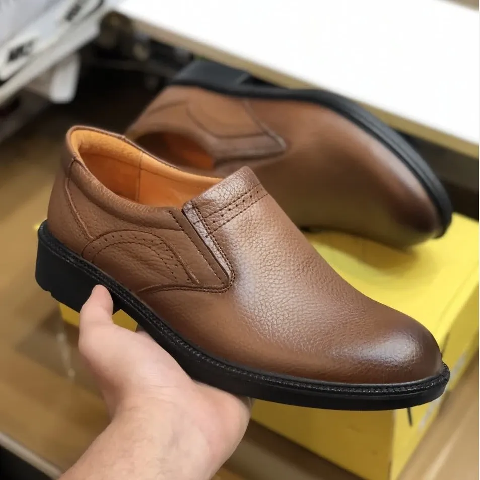 کفش چرم مردانه مجلسی ایپک رنگ عسلی چرم طبیعی زیره پیو