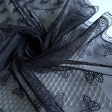 شال تور پروانه ای مشکی حاشیه گیپور ابعاد 170 در 60 سانتی متر