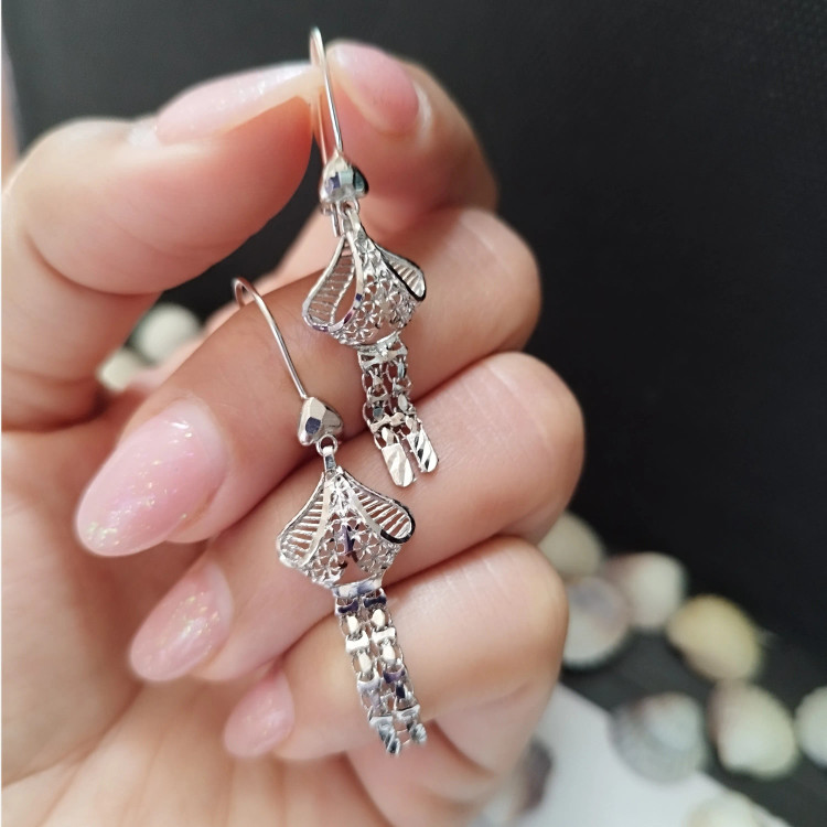 گوشواره نقره زنانه آویز عیار 925 طرح جواهر بدون نگین