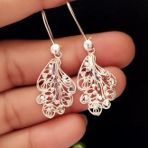 گوشواره نقره آویزی عیار 925 طرح ملیله زنانه