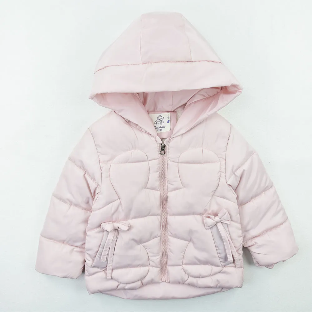 کاپشن دخترانه پاپیونی صورتی داخل خز کلاهدار