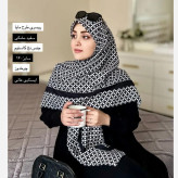 روسری نخ طرح مایایه سفید مشکی دوردوز ابعاد 140 در 140