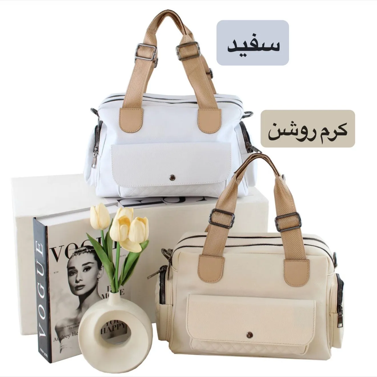کیف زنانه چرم مصنوعی روزمره و رسمی بند بلند (3)