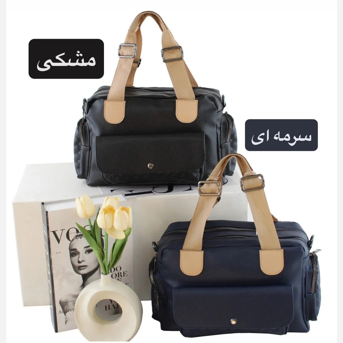 کیف زنانه چرم مصنوعی روزمره و رسمی بند بلند (3)