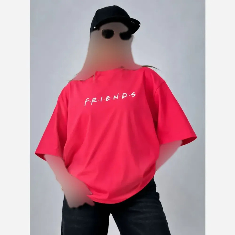 تیشرت لش پنبه طرح friends باکسی قواره دار
