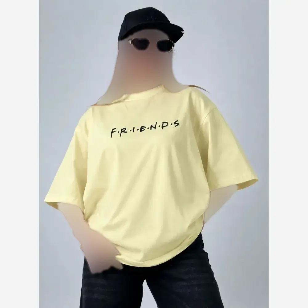 تیشرت لش پنبه طرح friends باکسی قواره دار