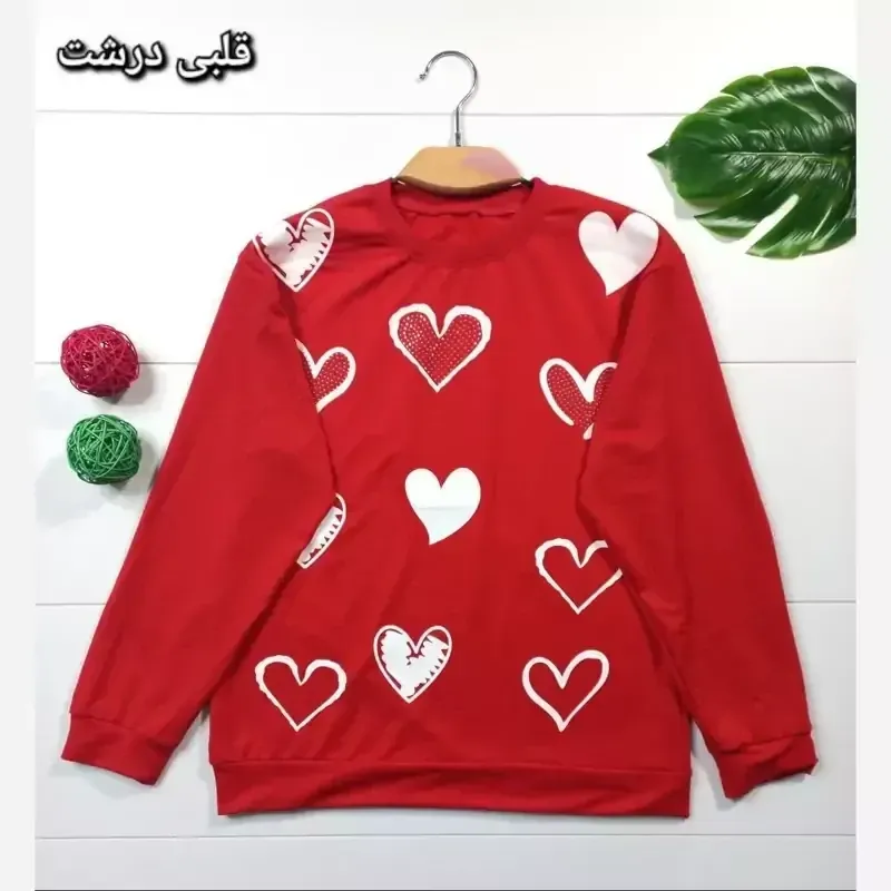 بلوز قرمز زنانه یقه گرد پنبه پلی استر سایز 38 تا 44