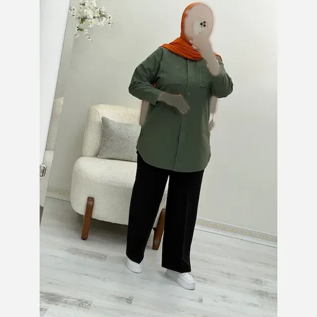 مانتو زنانه کتان اداری قد 85 سانت سایز بزرگ