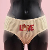 شورت زنانه نخی کرم طرح love سایز 2XL