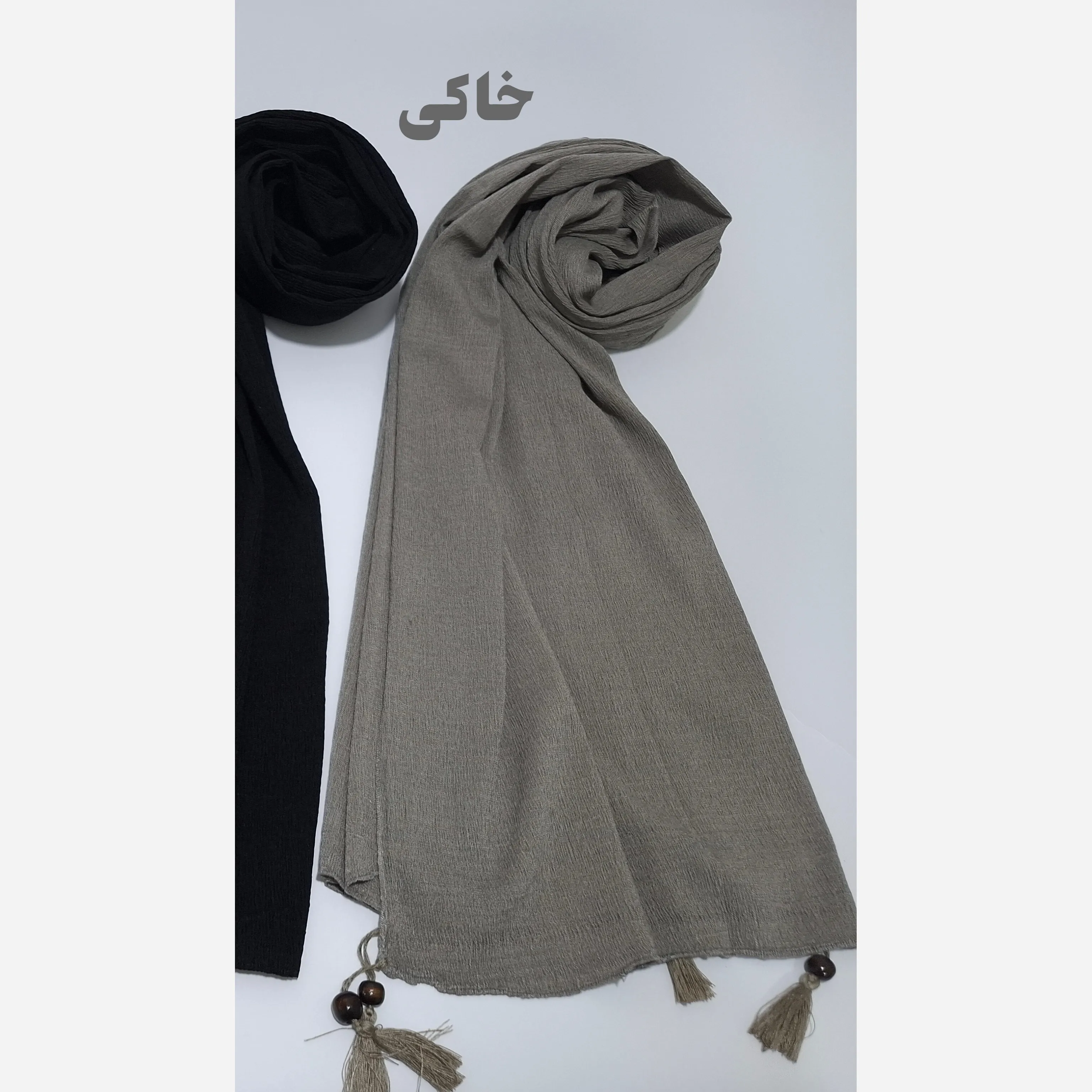 شال تابستانه منگولهدار برشکا رنگ سبز و زرشکی و خاکی و سبز زمردی و ارتشی