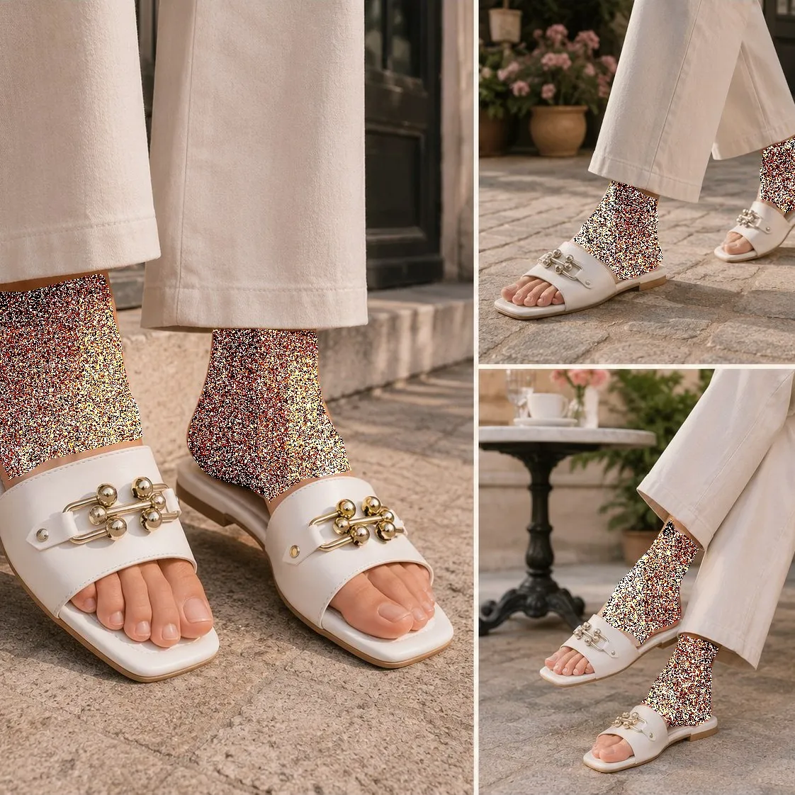 صندل زنانه آلینا سفید راحتی شیک تابستانی تخت مجلسی