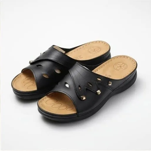 دمپایی طبی زنانه مدل نیلوفر چرم سایزبندی 37 تا 42