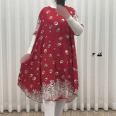 پیراهن ساحلی زنانه نخی آستین کوتاه فری سایز مناسب تا سایز 51