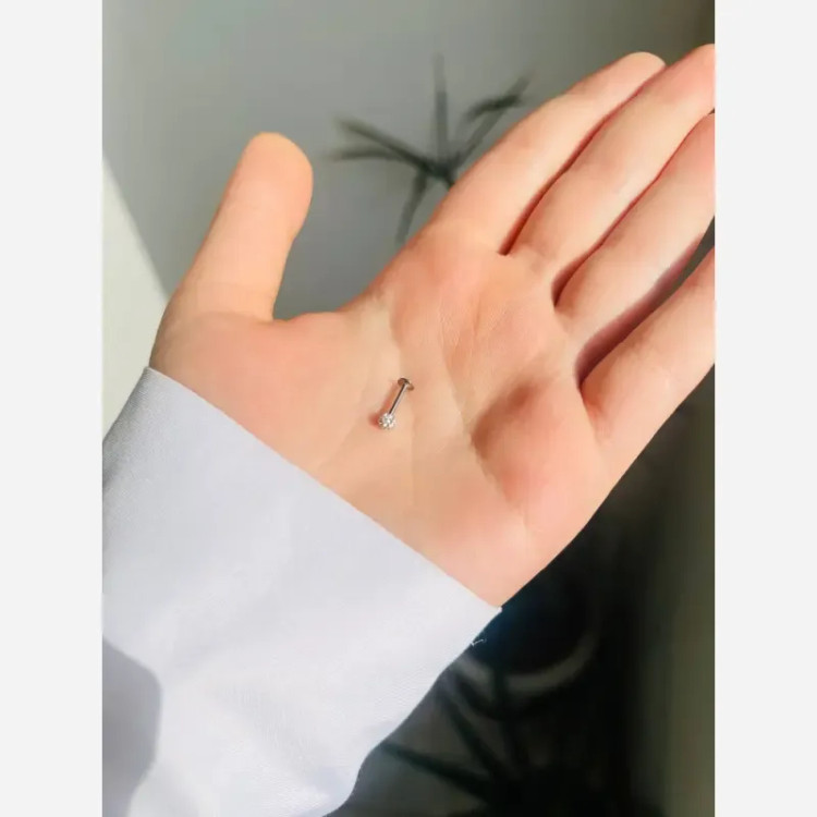 پیرسینگ گوش استیل رنگ نقره ای ضد حساسیت پیچی