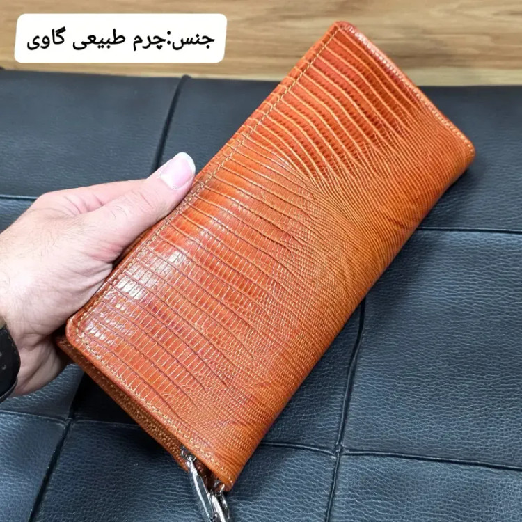 کیف دسته چک چرم طبیعی گاوی مردانه با جای کارت و موبایل (2)